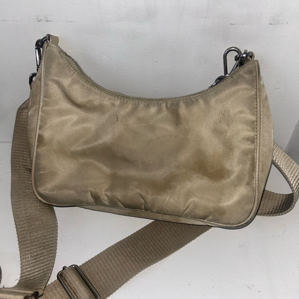 Prada Beige Nylon Shoulder Bag with Chain Strap - Picture 4 of 5